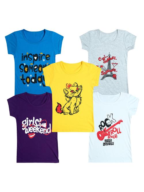 pack of 5 round neck printed tees - 20100831 - Very Small Image - 1