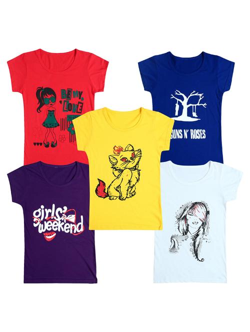 pack of 5 round neck printed tees - 20100846 - Very Small Image - 1