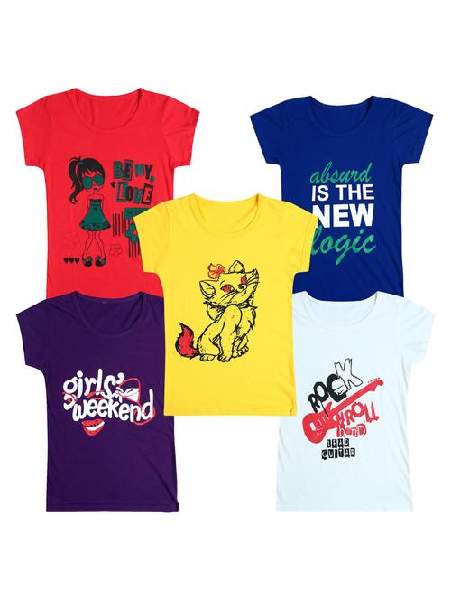 pack of 5 round neck printed tees - 20100847 - Very Small Image - 1