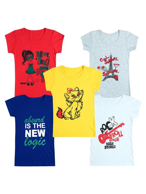 pack of 5 round neck printed tees - 20100857 - Very Small Image - 1