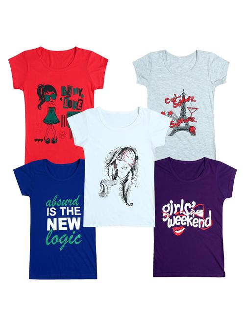 pack of 5 round neck printed tees - 20100861 - Very Small Image - 1