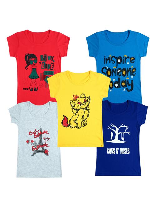 pack of 5 round neck printed tees - 20100880 - Very Small Image - 1