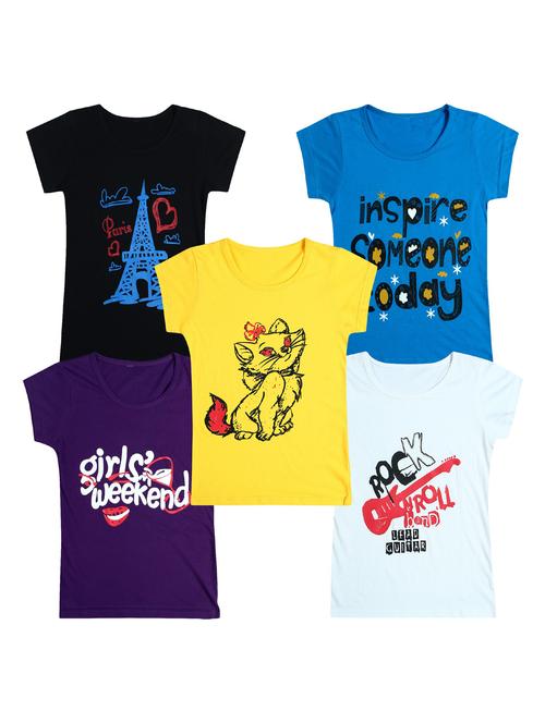 pack of 5 round neck printed tees - 20100906 - Very Small Image - 1