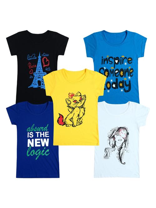 pack of 5 round neck printed tees - 20100914 - Very Small Image - 1