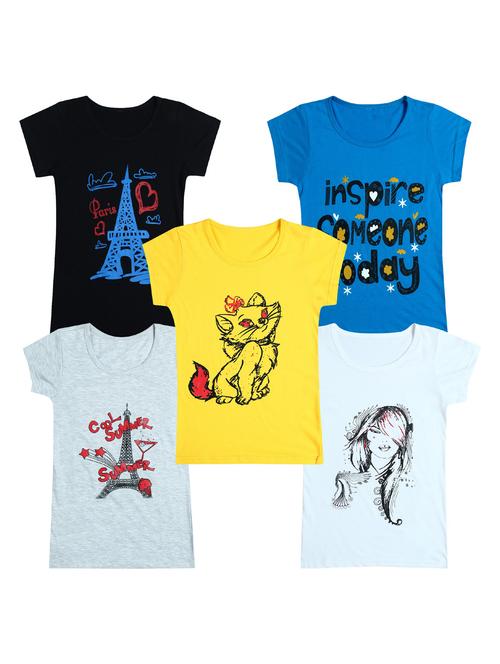 pack of 5 round neck printed tees - 20100919 - Very Small Image - 1