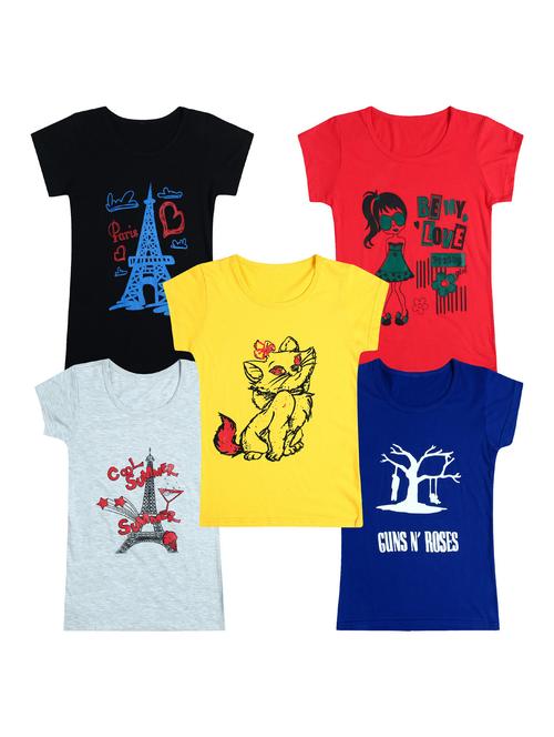 pack of 5 round neck printed tees - 20100951 - Very Small Image - 1