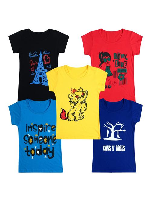 pack of 5 round neck printed tees - 20100964 - Very Small Image - 1