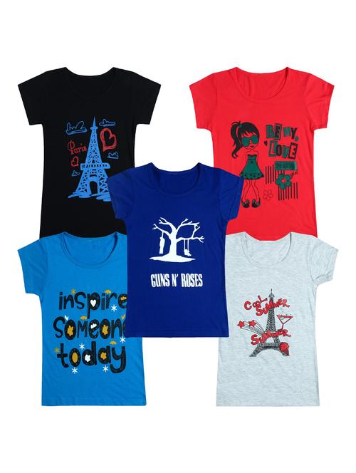 pack of 5 round neck printed tees - 20100978 - Very Small Image - 1