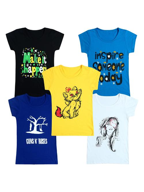 girls pack of 5 printed tees - 20101003 - Very Small Image - 1