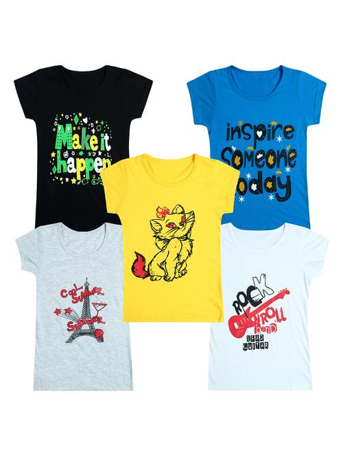 pack of 5 round neck printed tees - 20101013 - Very Small Image - 1