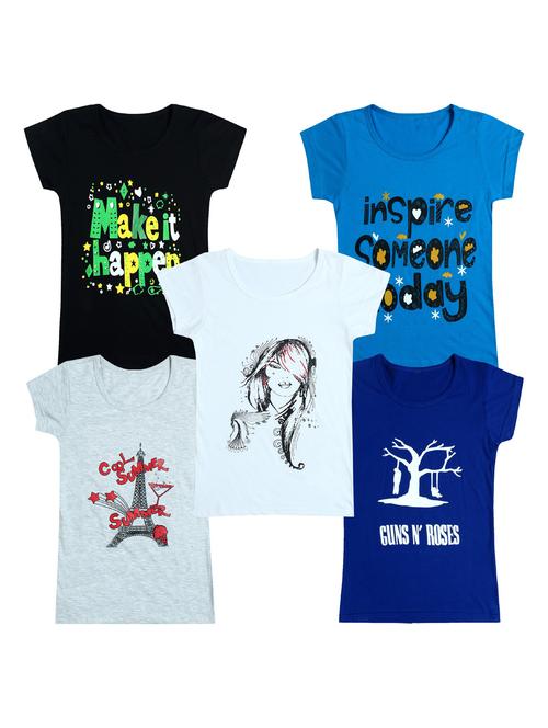 pack of 5 round neck printed tees - 20101020 - Very Small Image - 1