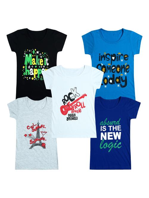 pack of 5 round neck printed tees - 20101024 - Very Small Image - 1