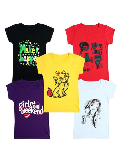 pack of 5 round neck printed tees - 20101028 - Very Small Image - 1