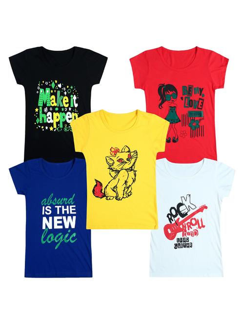 pack of 5 round neck printed tees - 20101035 - Very Small Image - 1