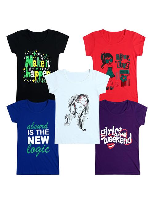 pack of 5 round neck printed tees - 20101039 - Very Small Image - 1