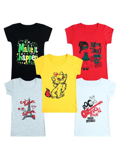 pack of 5 round neck printed tees - 20101040 - Very Small Image - 1