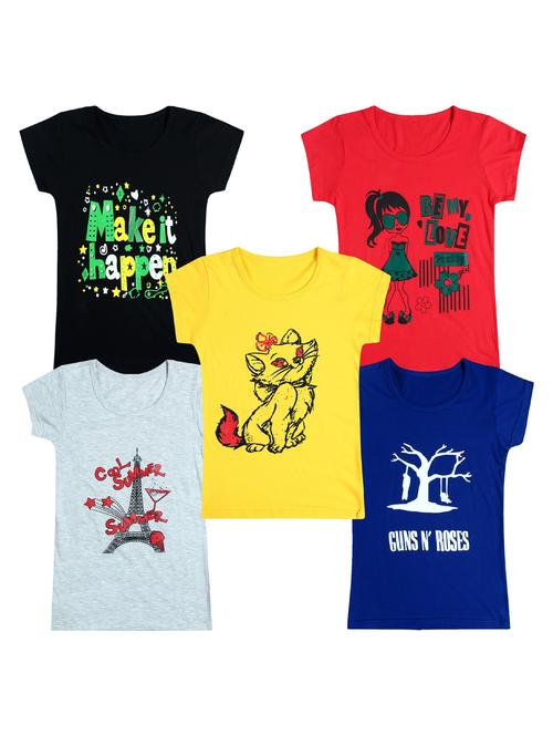pack of 5 round neck printed tees - 20101046 - Very Small Image - 1