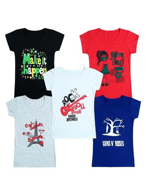 pack of 5 round neck printed tees - 20101047 - Very Small Image - 1
