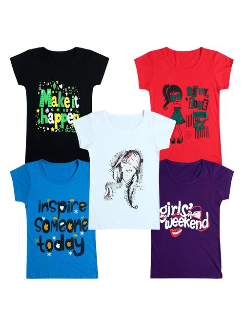 pack of 5 round neck printed tees - 20101050 - Very Small Image - 1