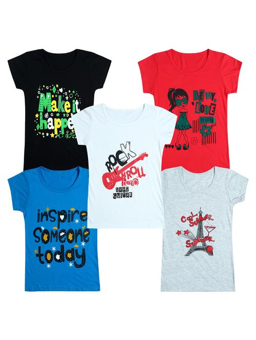 pack of 5 round neck printed tees - 20101061 - Very Small Image - 1