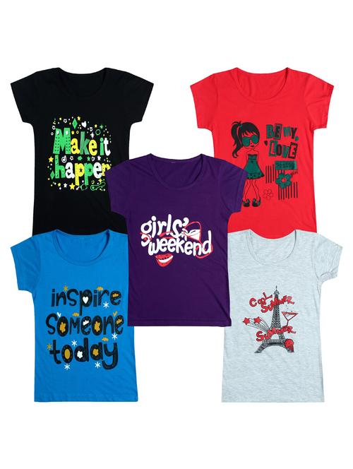 pack of 5 round neck printed tees - 20101063 - Very Small Image - 1