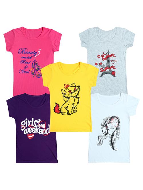 pack of 5 round neck printed tees - 20101072 - Very Small Image - 1