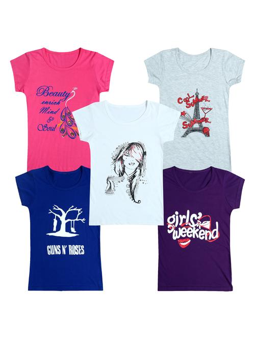 pack of 5 round neck printed tees - 20101077 - Very Small Image - 1