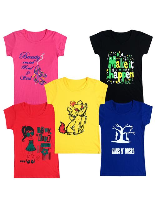 pack of 5 round neck printed tees - 20101078 - Very Small Image - 1