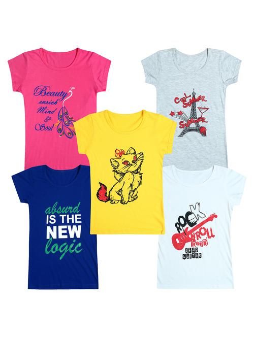 pack of 5 round neck printed tees - 20101079 - Very Small Image - 1