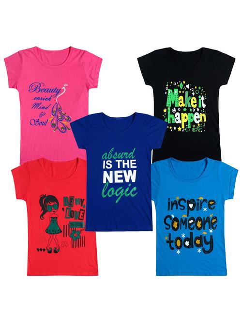pack of 5 round neck printed tees - 20101090 - Very Small Image - 1