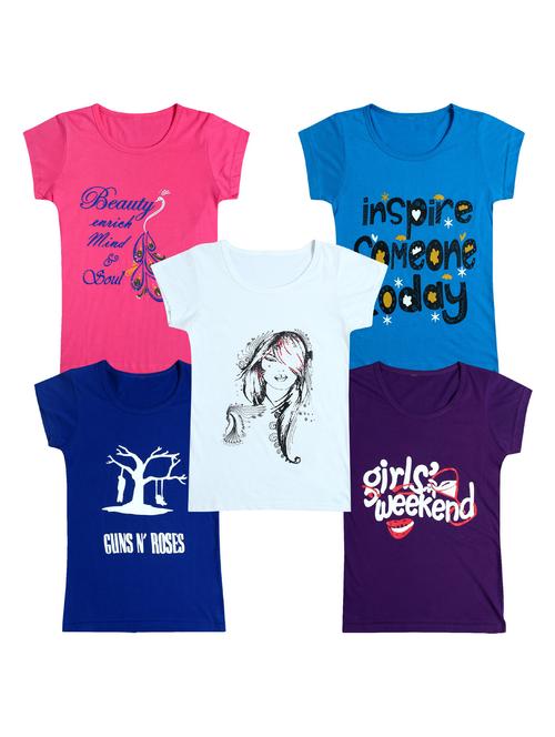 pack of 5 round neck printed tees - 20101092 - Very Small Image - 1