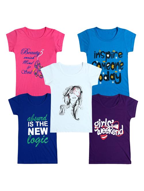 pack of 5 round neck printed tees - 20101097 - Very Small Image - 1