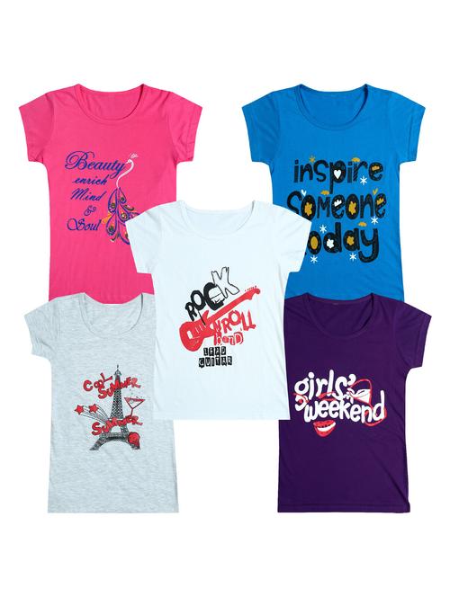 pack of 5 round neck printed tees - 20101102 - Very Small Image - 1