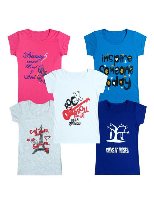 pack of 5 round neck printed tees - 20101105 - Very Small Image - 1