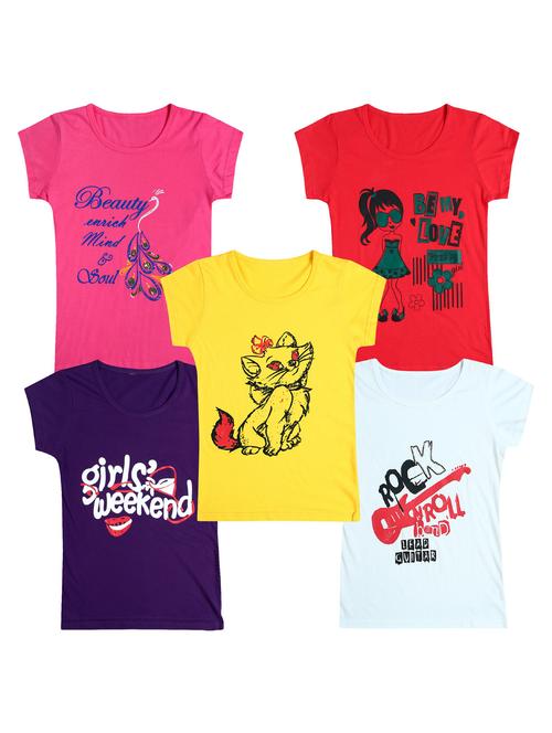 pack of 5 round neck printed tees - 20101113 - Very Small Image - 1