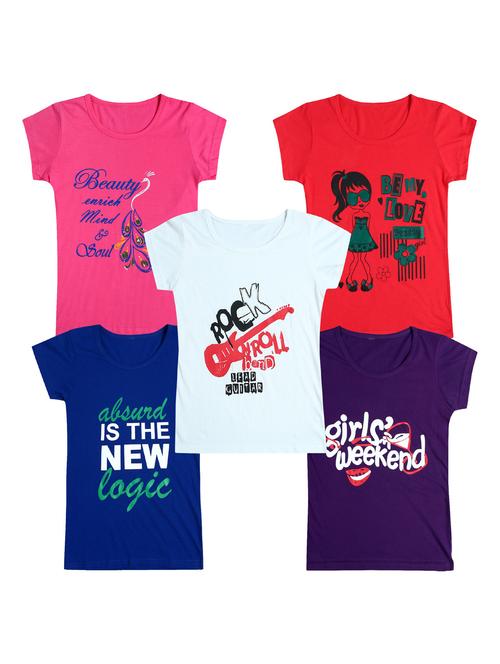pack of 5 round neck printed tees - 20101124 - Very Small Image - 1