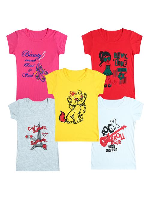pack of 5 round neck printed tees - 20101126 - Very Small Image - 1