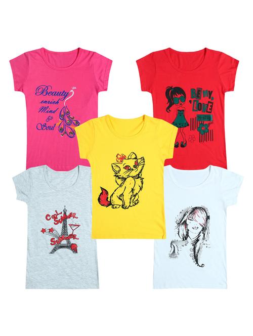 pack of 5 round neck printed tees - 20101127 - Very Small Image - 1