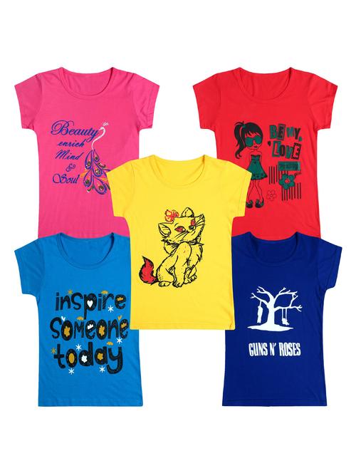 pack of 5 round neck printed tees - 20101146 - Very Small Image - 1