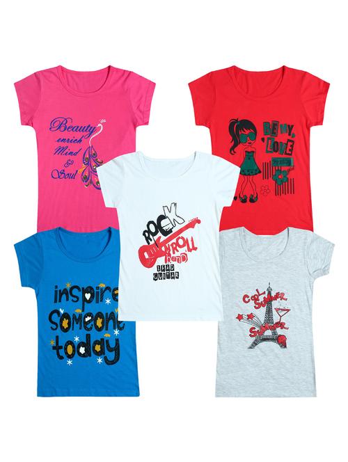 pack of 5 round neck printed tees - 20101155 - Very Small Image - 1