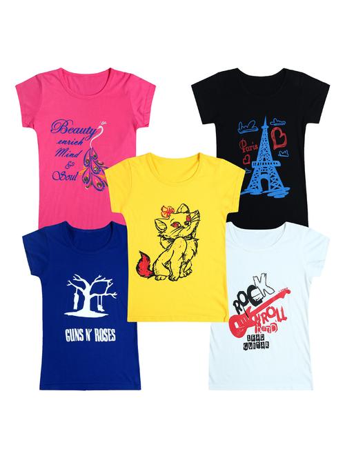 pack of 5 round neck printed tees - 20101163 - Very Small Image - 1