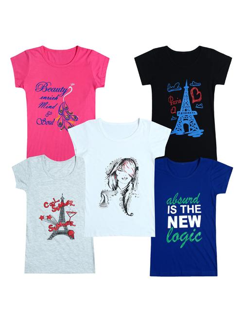 pack of 5 round neck printed tees - 20101181 - Very Small Image - 1