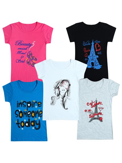 pack of 5 round neck printed tees - 20101199 - Very Small Image - 1