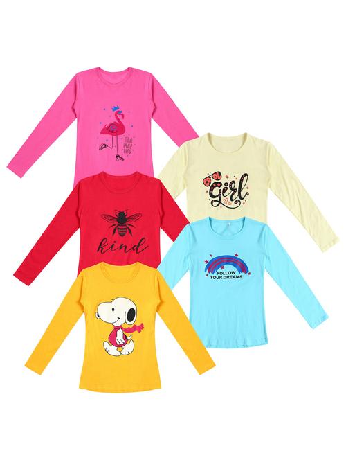 pack of 5 round neck printed tees - 20101312 - Very Small Image - 1