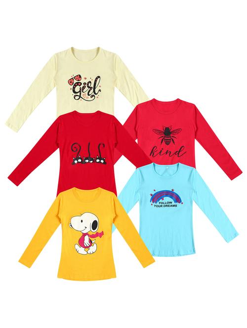 pack of 5 round neck printed tees - 20101364 - Very Small Image - 1