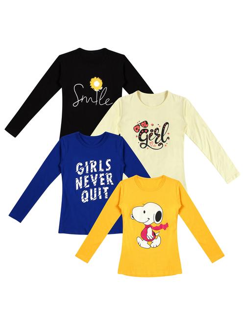 pack of 4 round neck printed tees - 20101416 - Very Small Image - 1