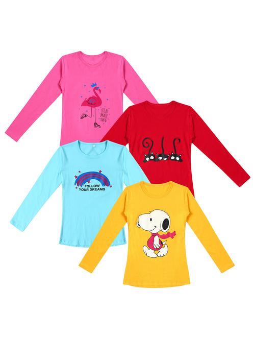 pack of 4 round neck printed tees - 20101432 - Very Small Image - 1