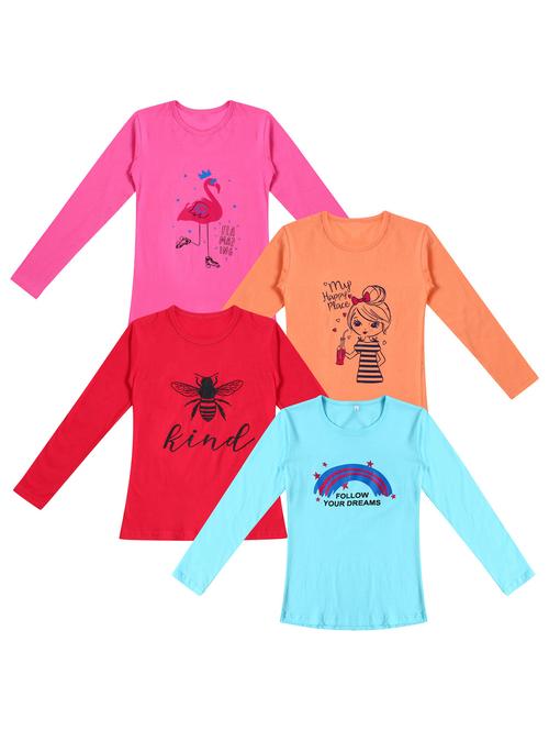 pack of 4 round neck printed tees - 20101449 - Very Small Image - 1