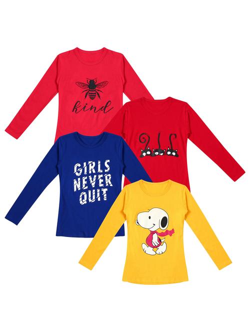 pack of 4 round neck printed tees - 20101480 - Very Small Image - 1