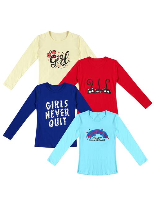 pack of 4 round neck printed tees - 20101496 - Very Small Image - 1